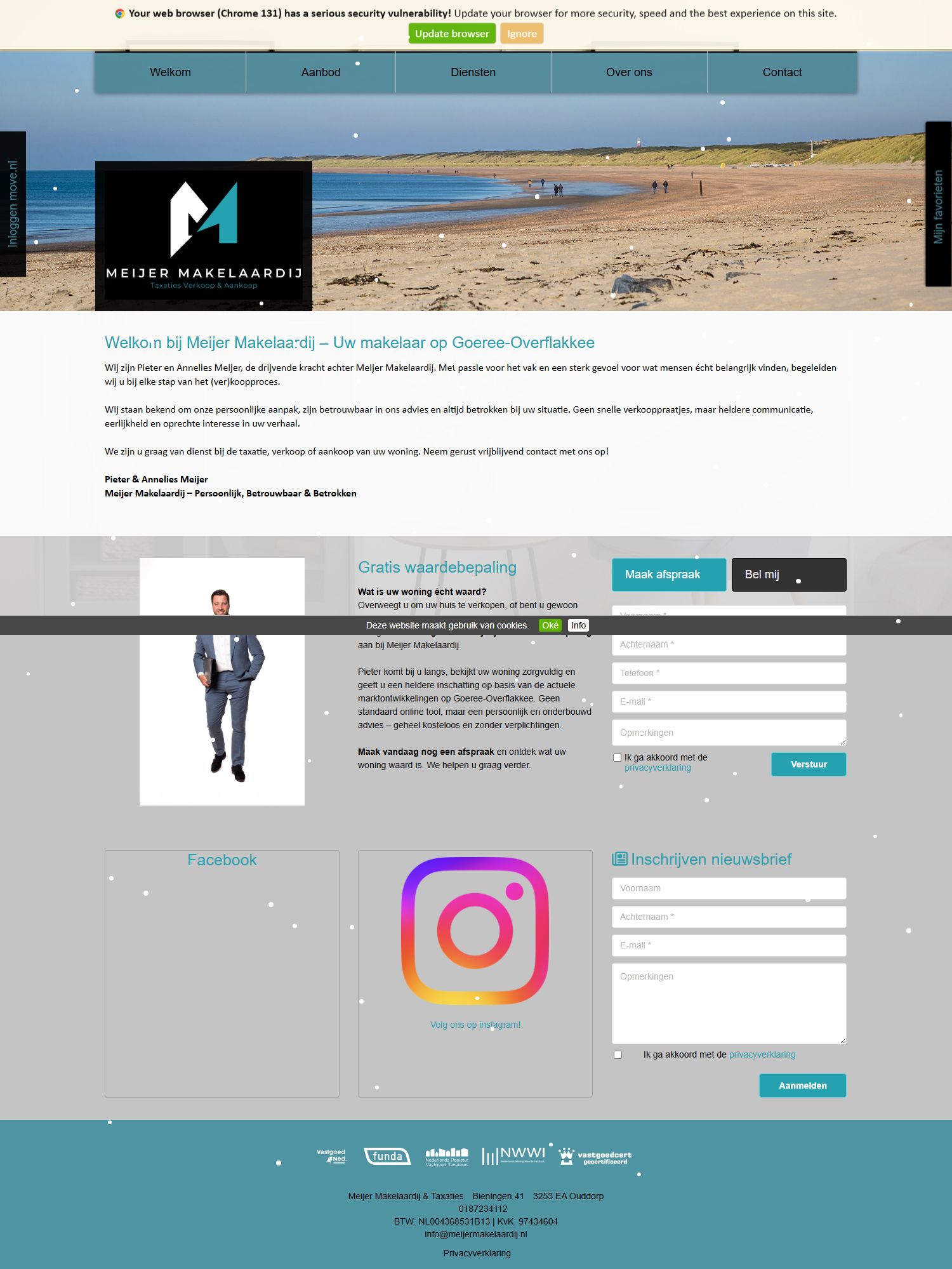 Screenshot van de website van meijermakelaardij.nl