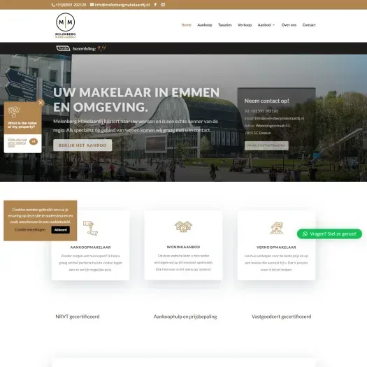 Screenshot van de website van www.melenberg.nl