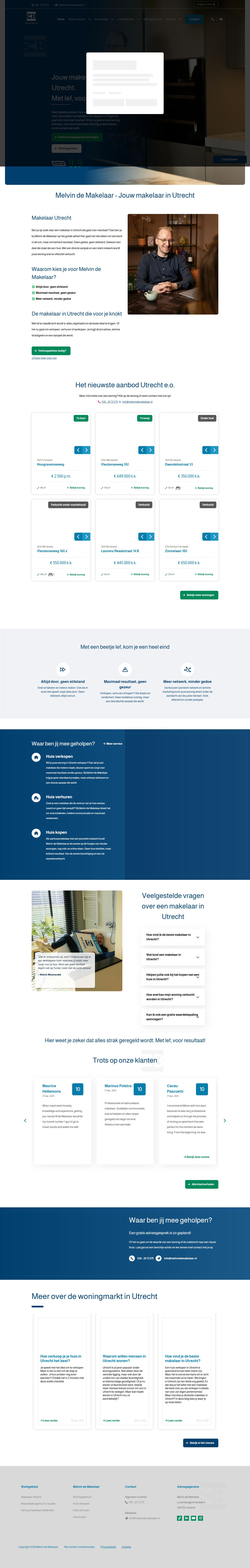 Screenshot van de website van www.melvindemakelaar.nl