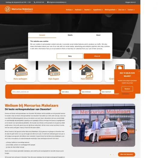 Screenshot van de website van www.mercuriusmakelaars.nl