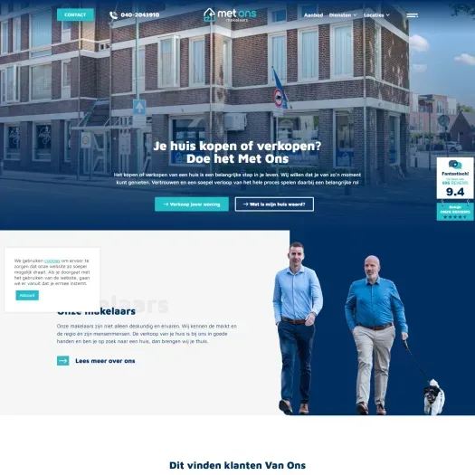 Screenshot van de website van www.metonsmakelaars.nl