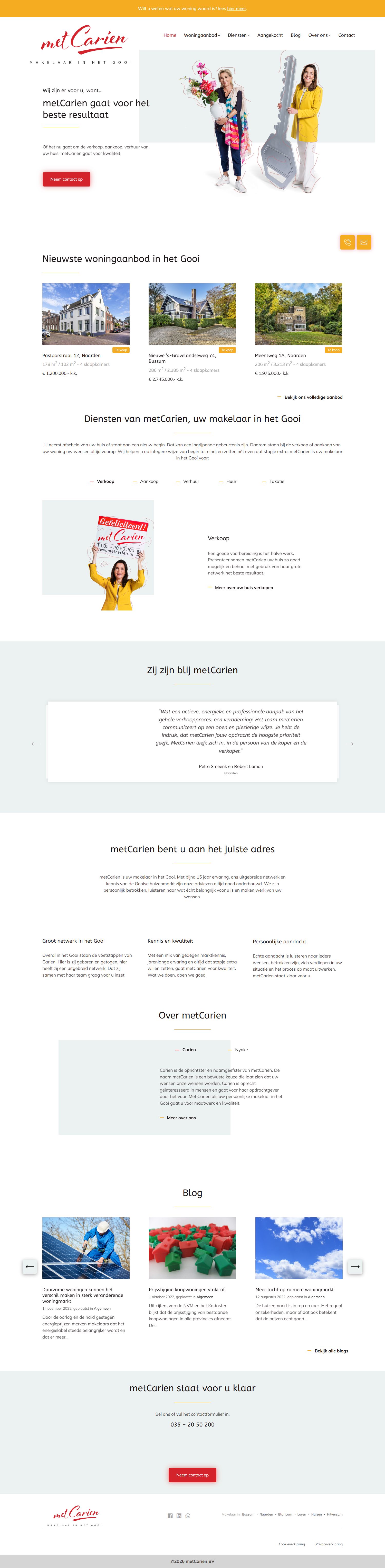 Screenshot van de website van metcarien.nl