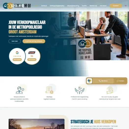 Screenshot of the website of www.metropoolmakelaars.nl