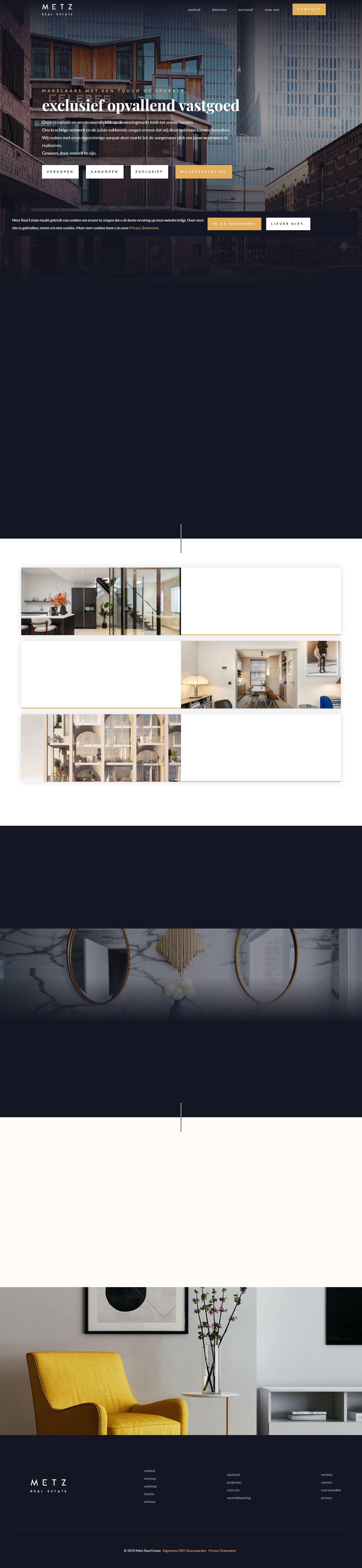 Screenshot van de website van www.metzrealestate.nl