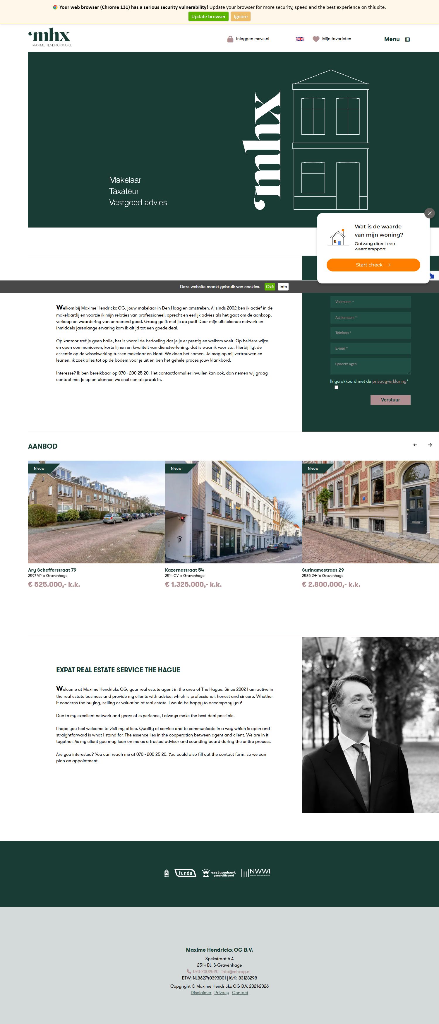 Screenshot van de website van www.mhxog.nl