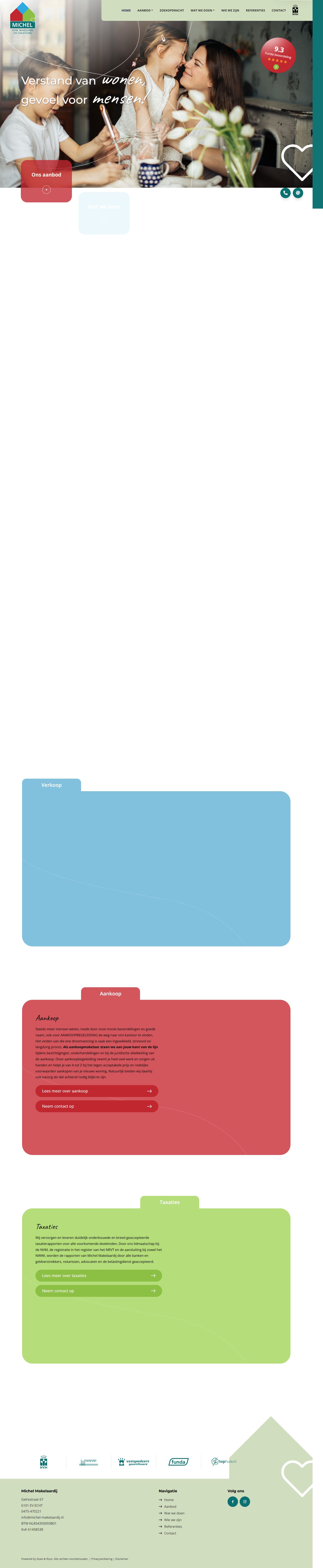 Screenshot van de website van www.michel-makelaardij.nl