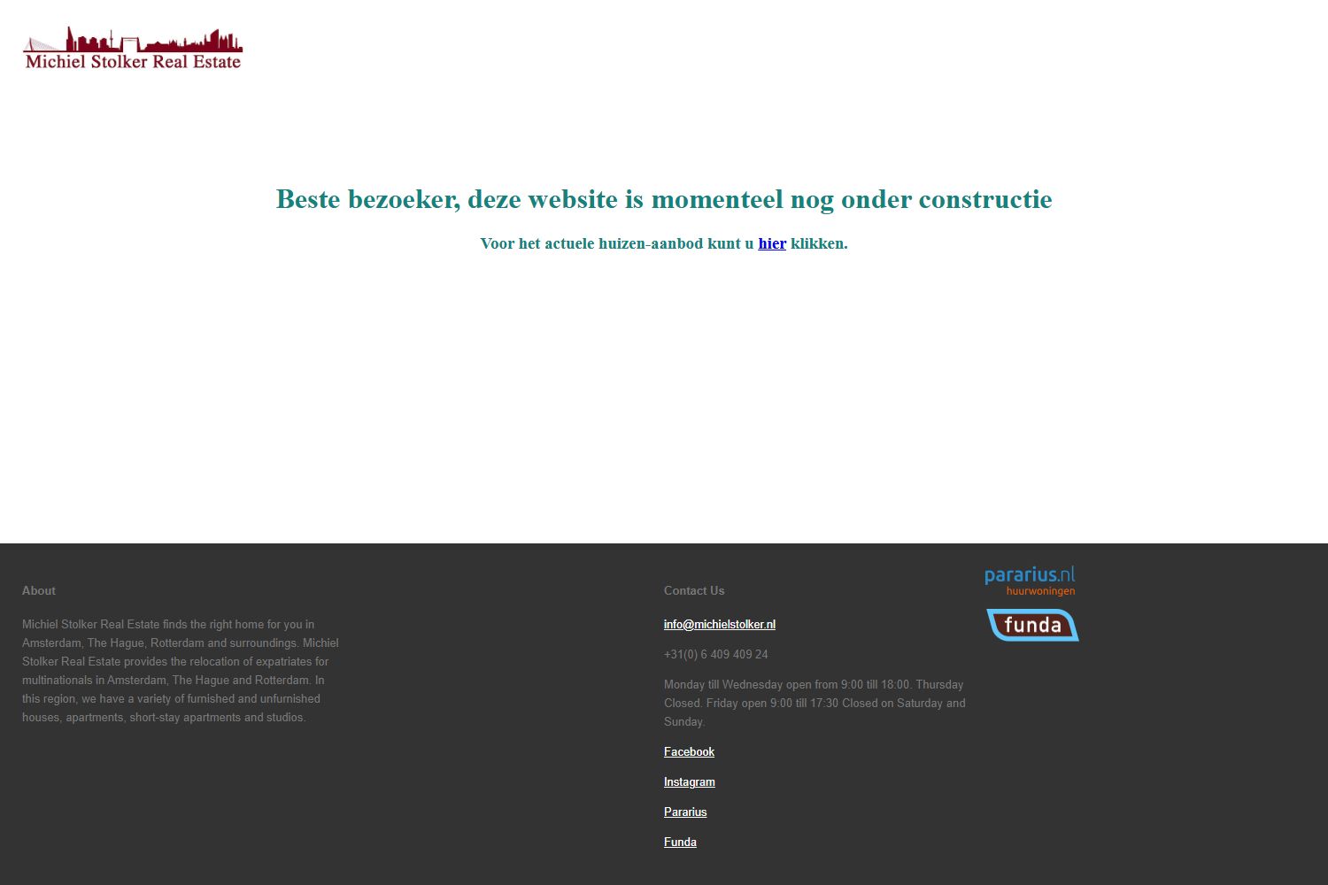 Screenshot van de website van www.michielstolker.nl