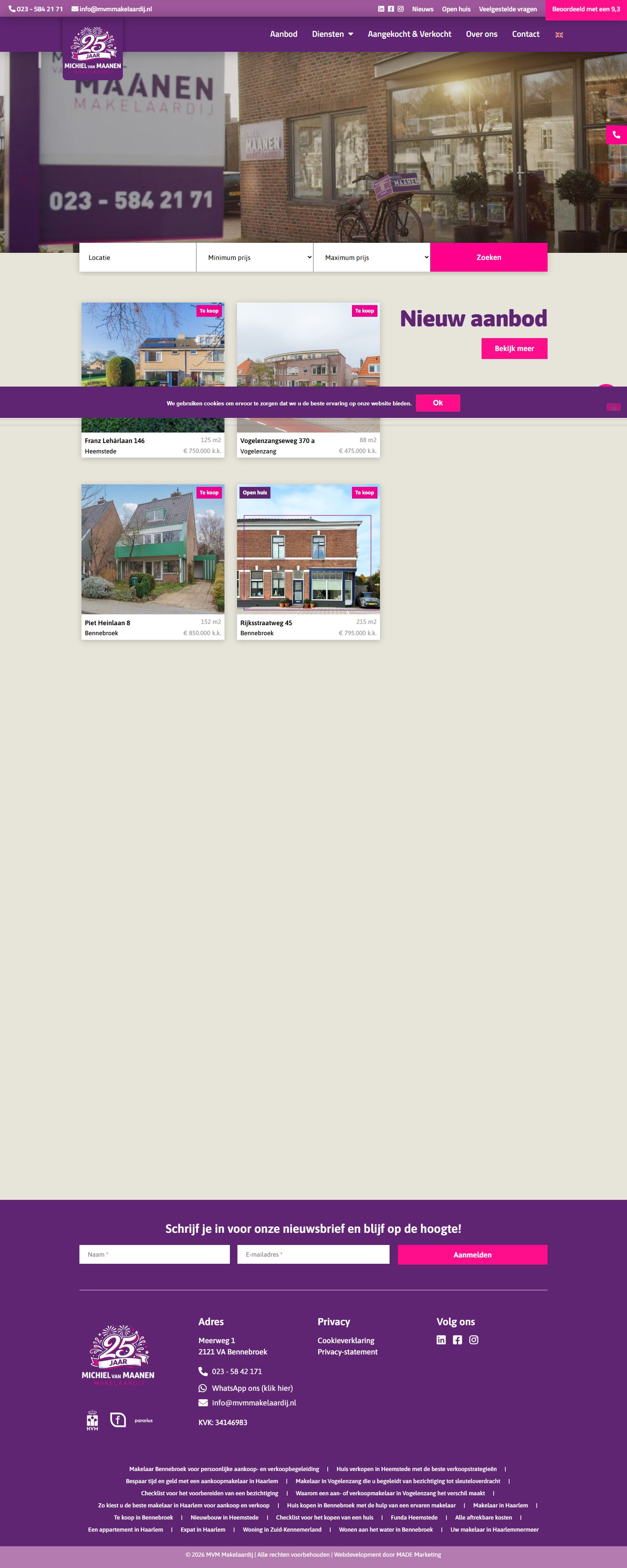 Screenshot van de website van www.mvmmakelaardij.nl
