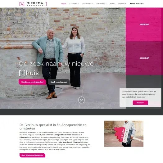 Capture d'écran du site web de www.miedemamakelaars.nl