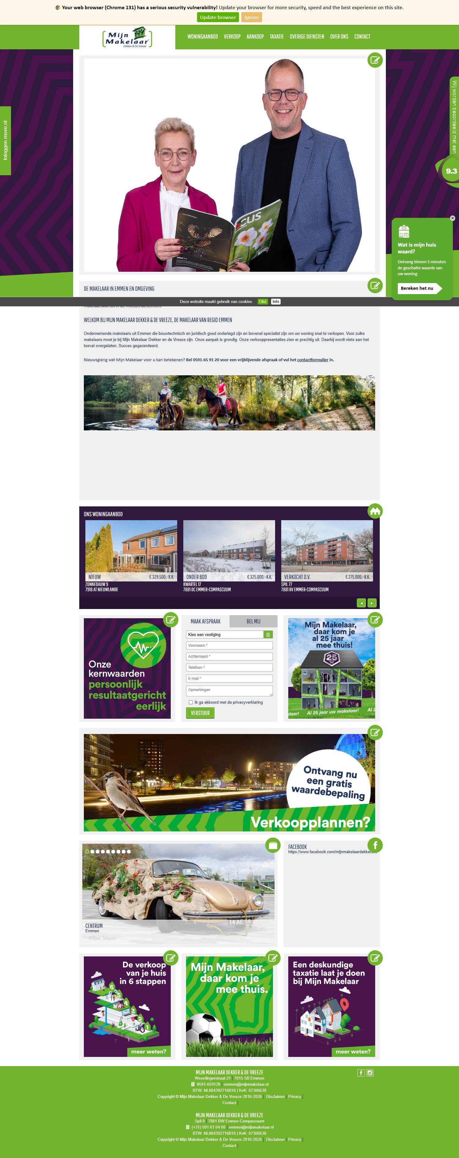 Screenshot van de website van www.mijnmakelaardekkerendevreeze.nl