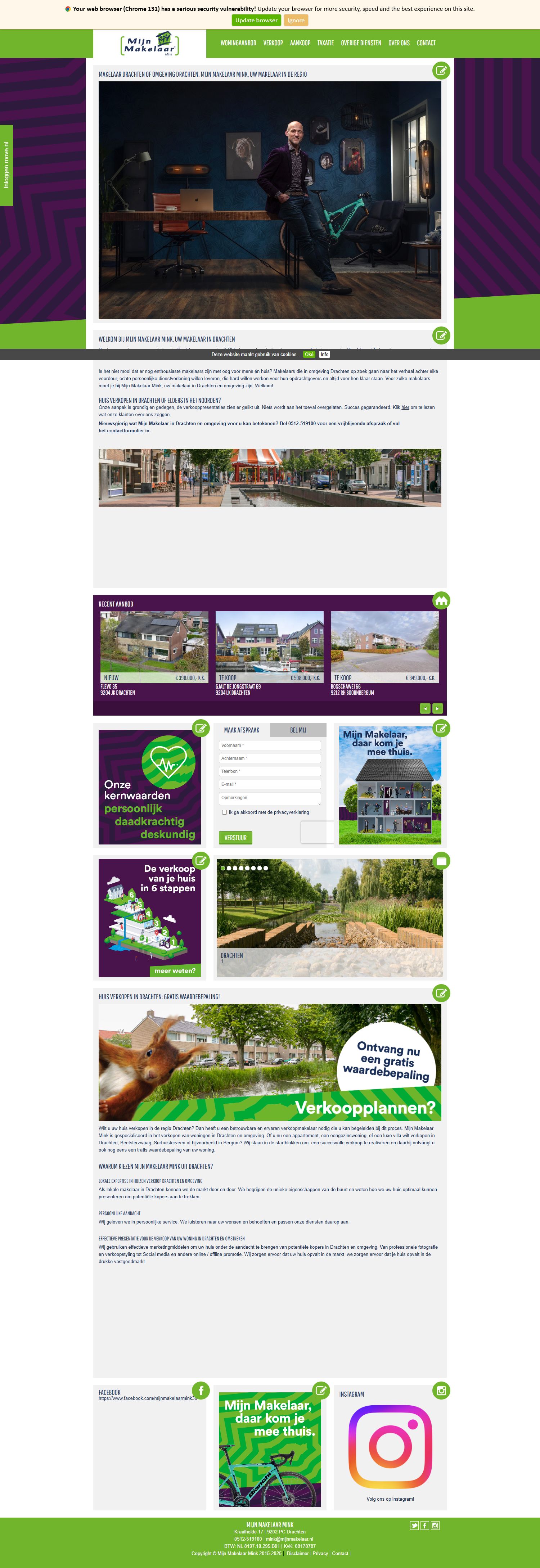 Screenshot van de website van www.mijnmakelaarmink.nl