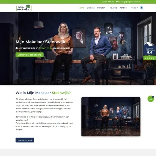 Screenshot van de website van www.mijnmakelaarsteenwijk.nl