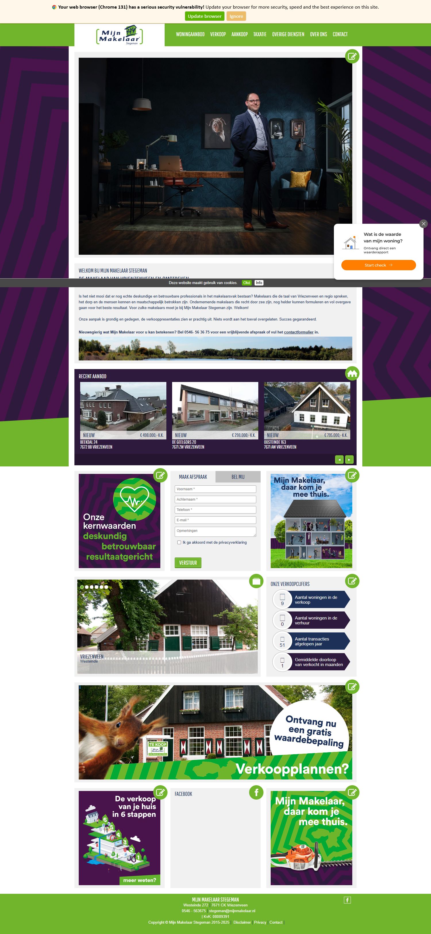 Screenshot van de website van www.mijnmakelaarstegeman.nl