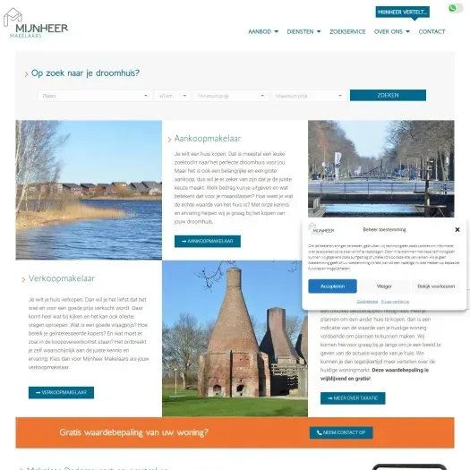 Screenshot of the website of www.mijnheermakelaars.nl
