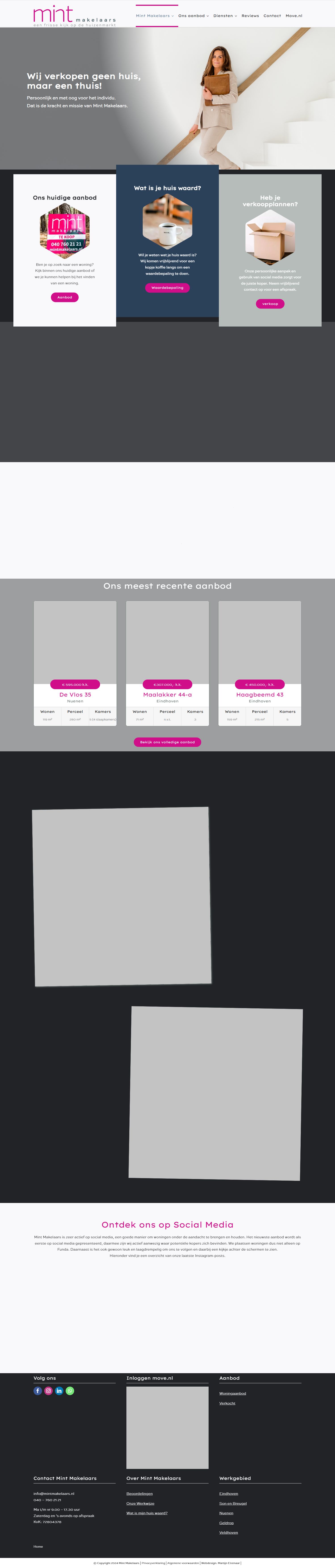 Screenshot van de website van www.mintmakelaars.nl