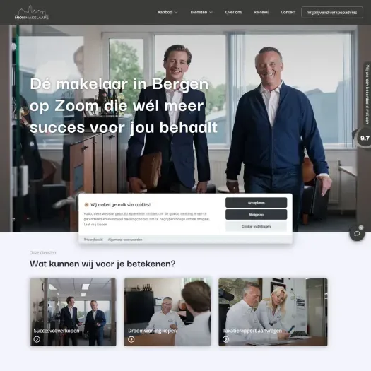 Screenshot van de website van www.mionmakelaars.nl