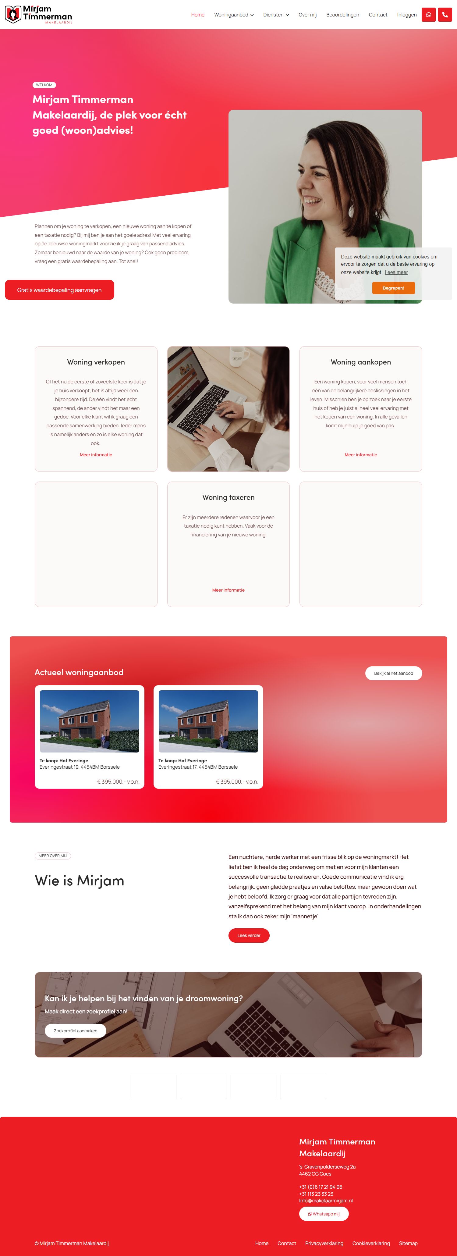 Screenshot van de website van www.mirjamtimmermanmakelaardij.nl
