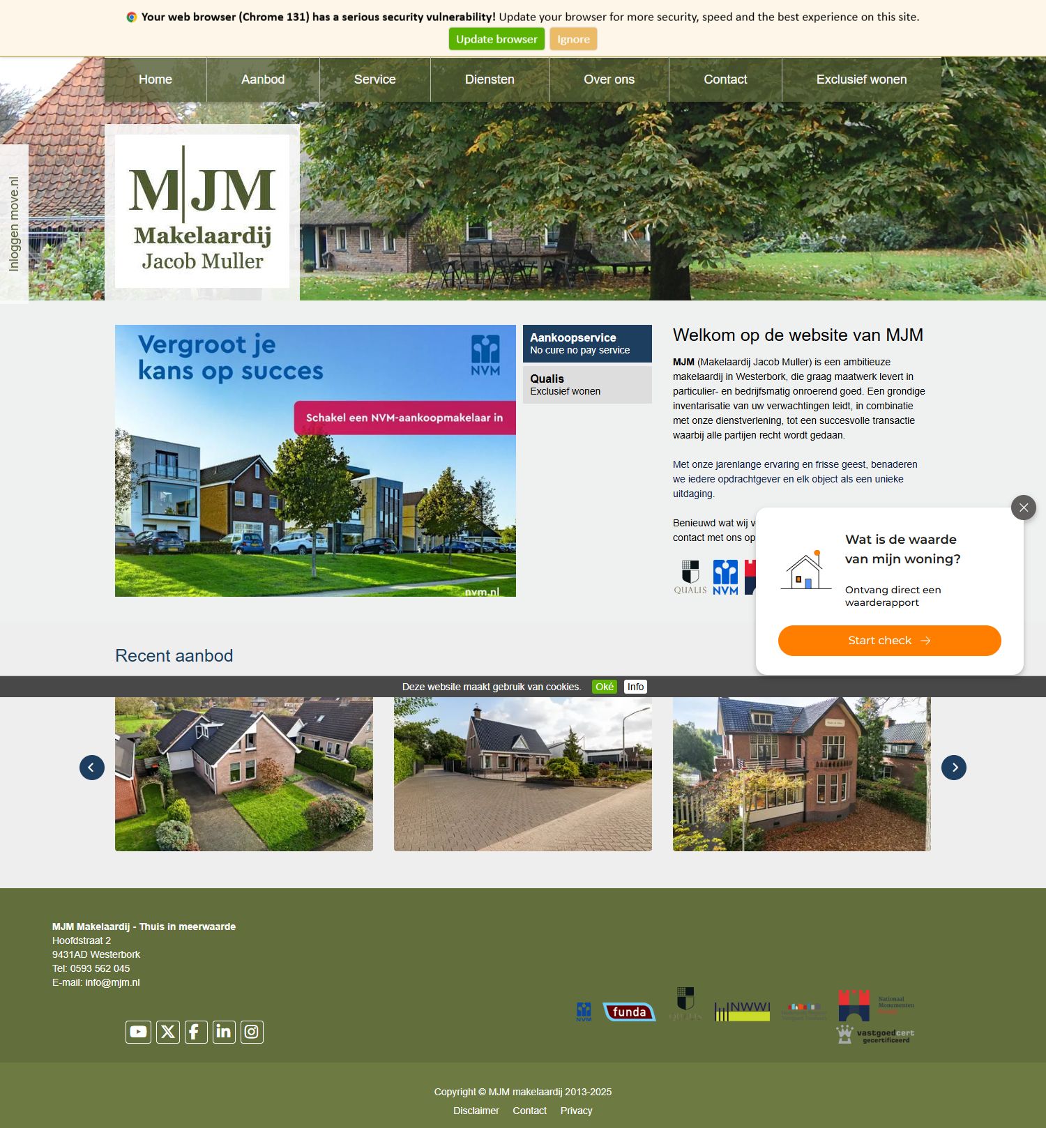 Screenshot van de website van www.mjm.nl