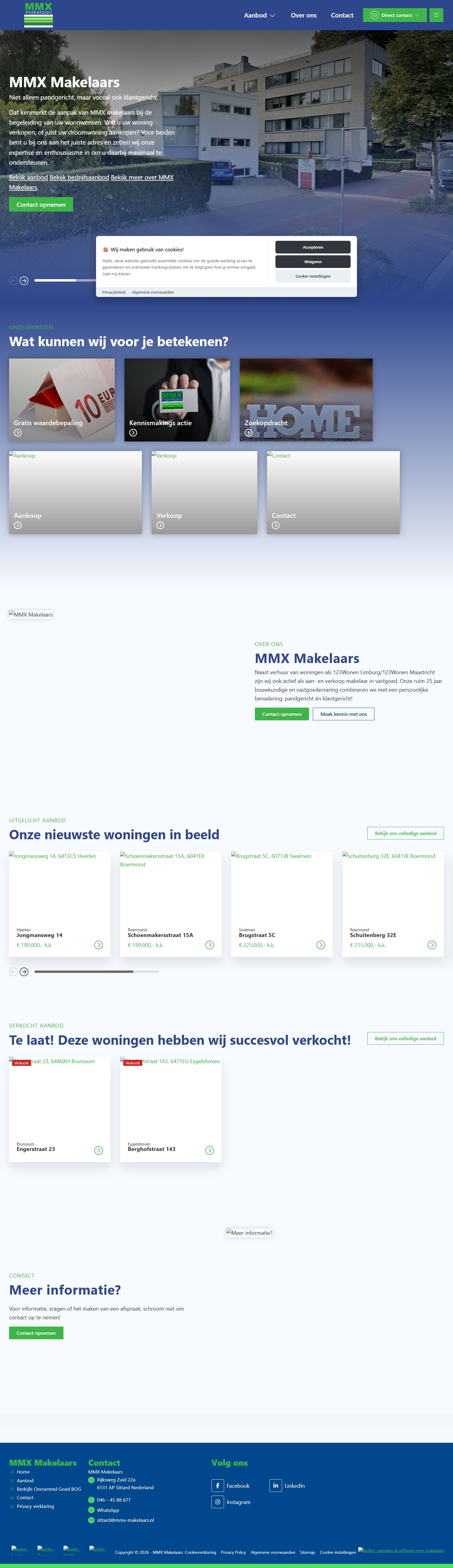 Screenshot van de website van mmx-makelaars.nl