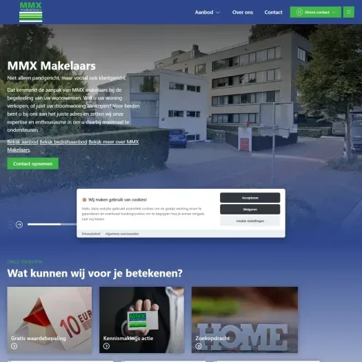 Screenshot van de website van mmx-makelaars.nl