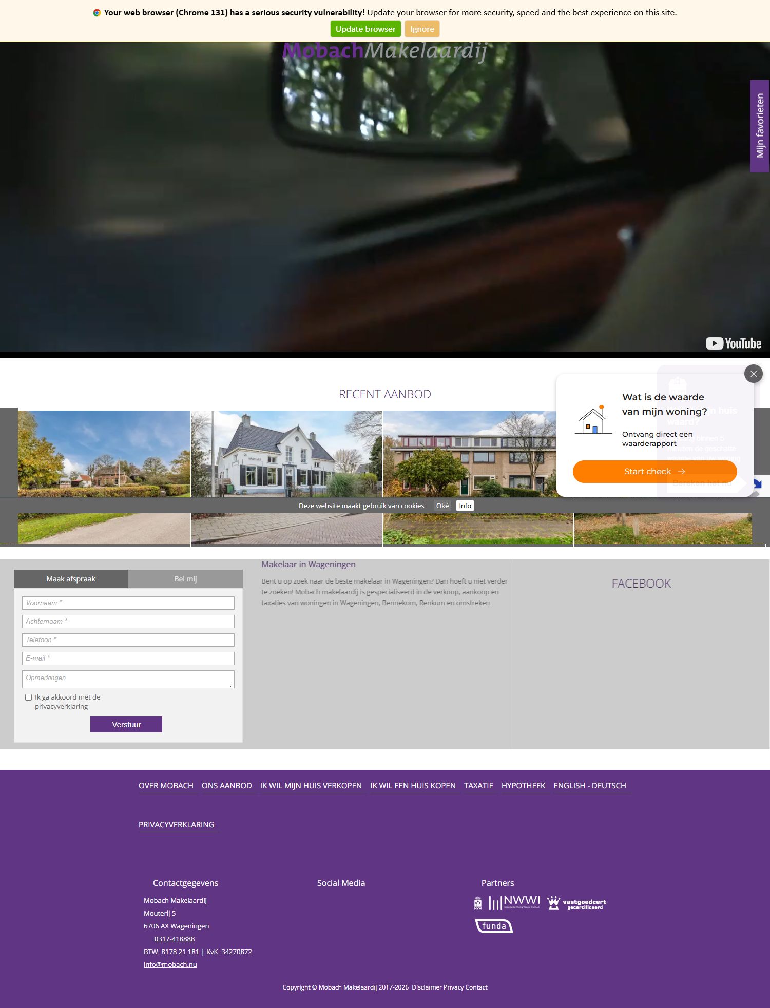 Screenshot van de website van www.mobach.nu