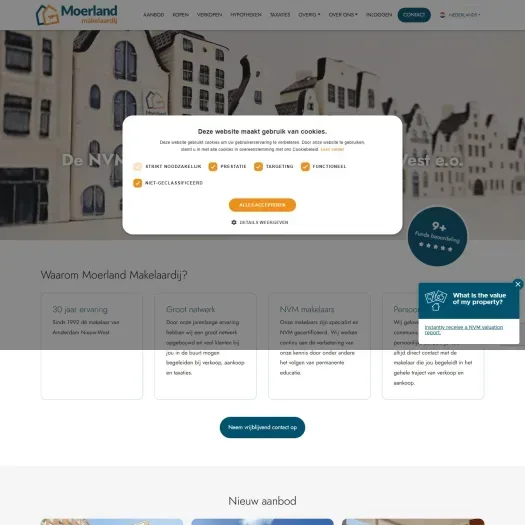 Screenshot of the website of www.moerland.nl