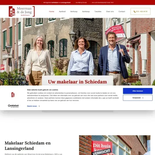 Screenshot van de website van www.moerman-dejong.nl