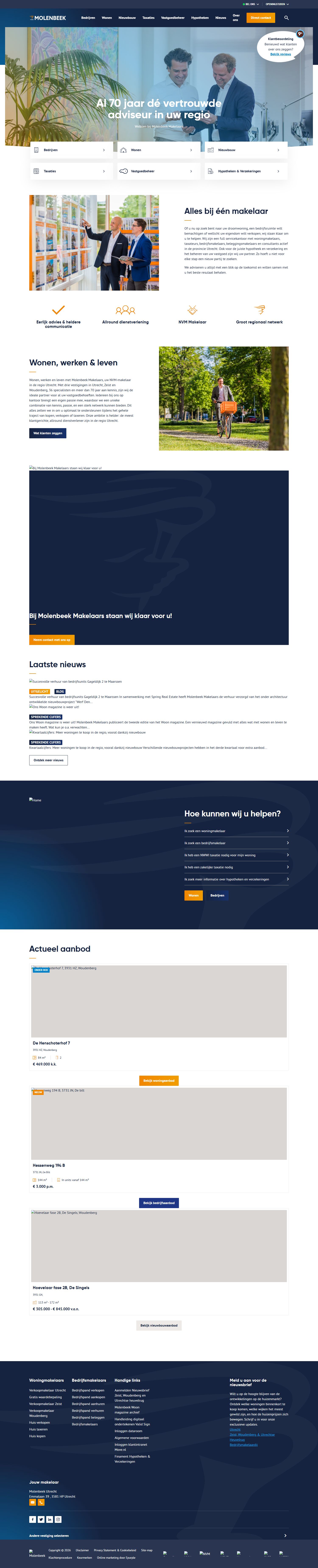 Screenshot van de website van www.molenbeek.nl