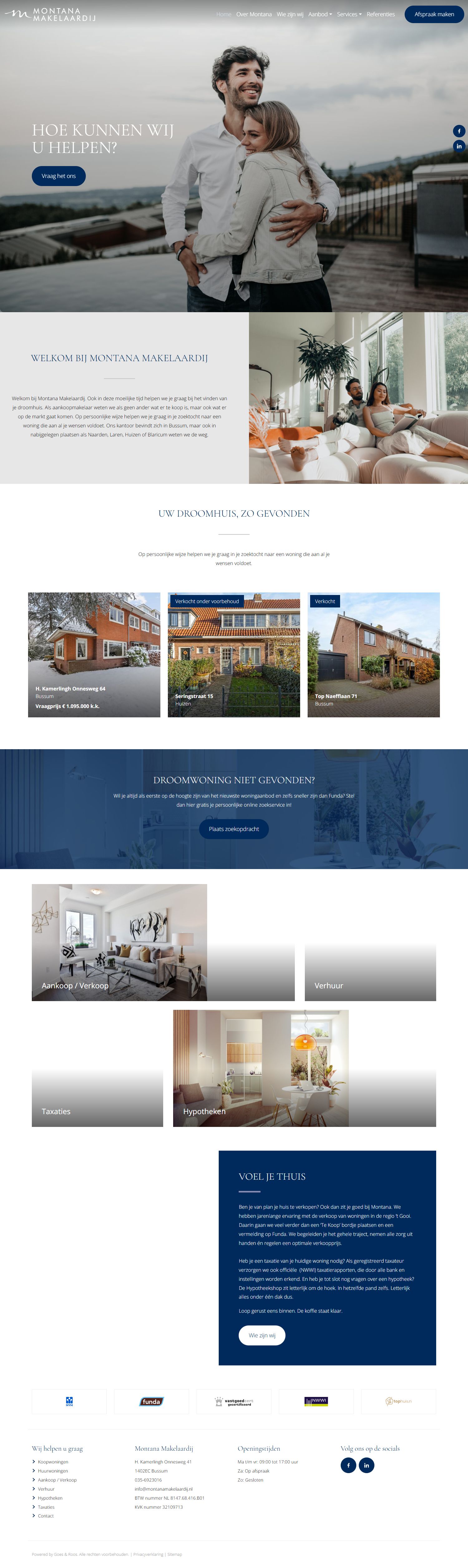 Screenshot van de website van www.montanamakelaardij.nl