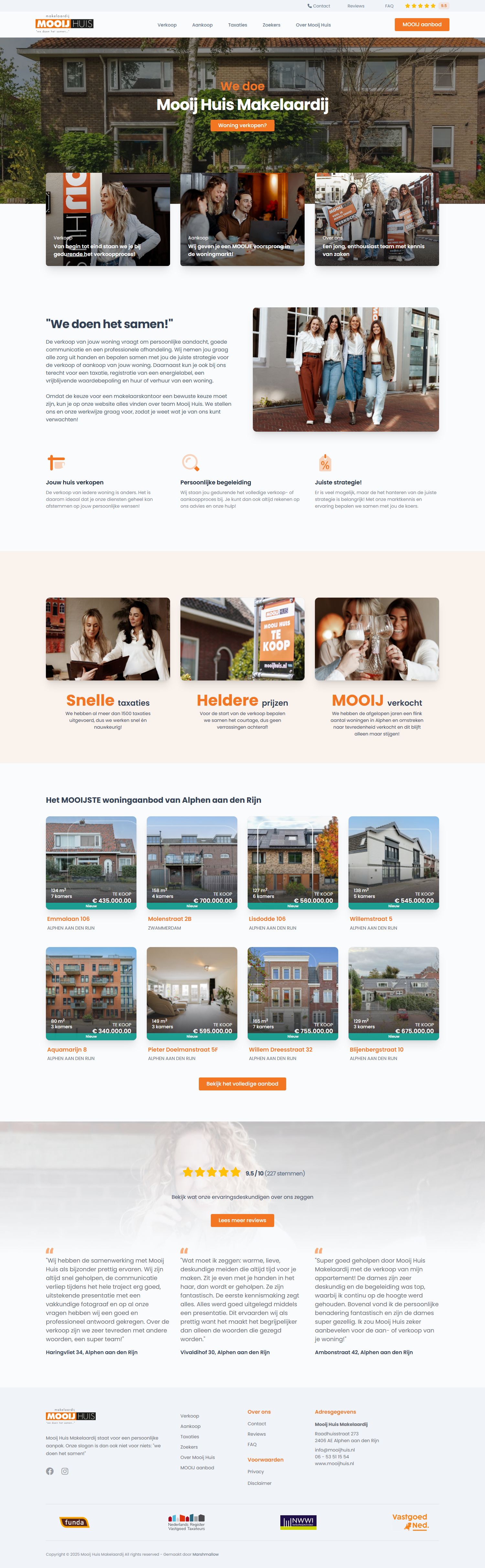 Screenshot van de website van www.mooijhuis.nl