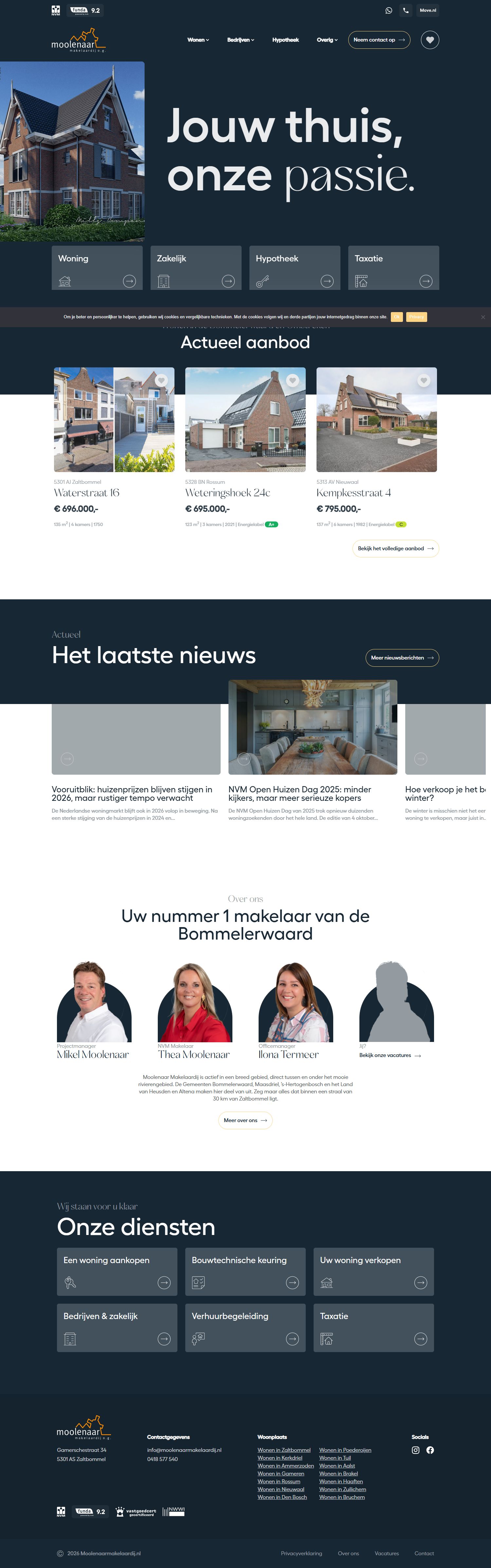 Screenshot van de website van www.moolenaarmakelaardij.nl