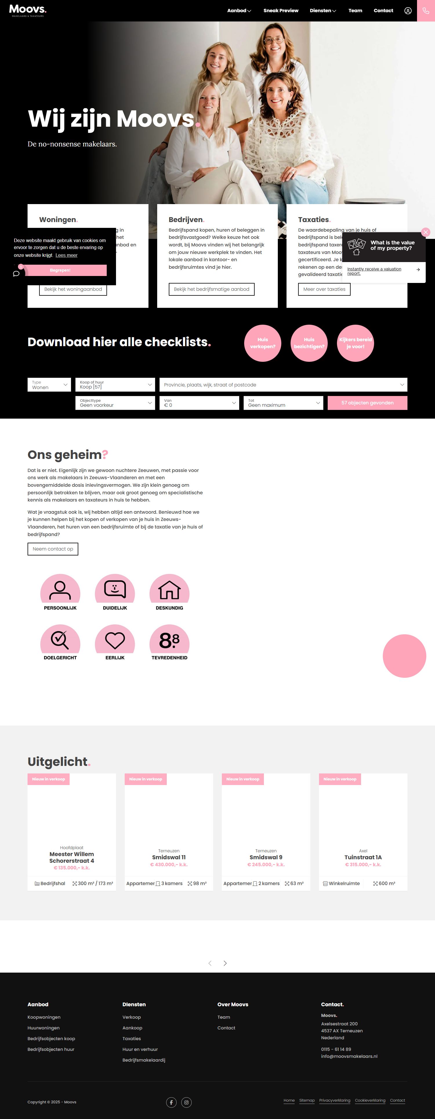 Screenshot van de website van www.moovsmakelaars.nl