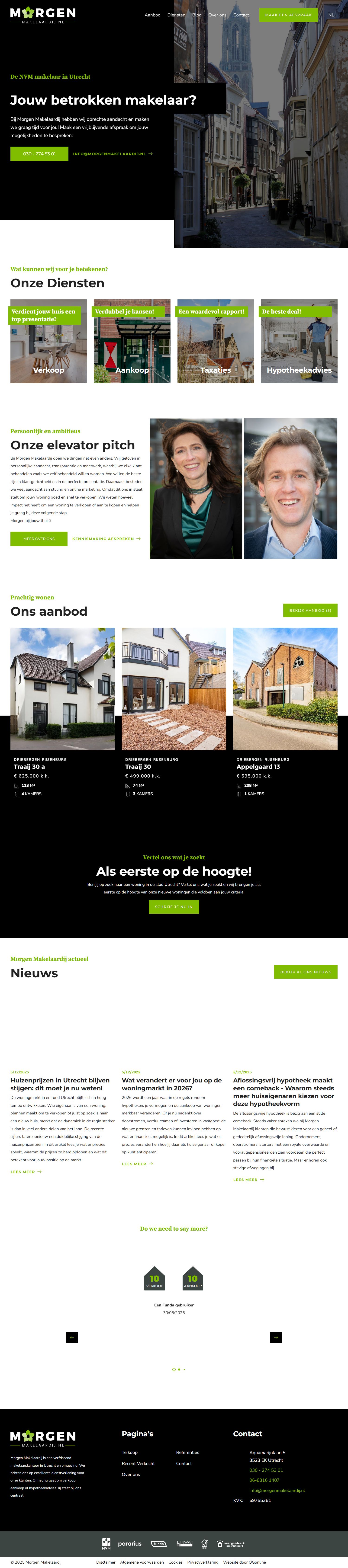 Screenshot van de website van www.morgenmakelaardij.nl