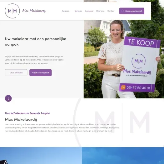 Screenshot van de website van www.mosmakelaardij.nl