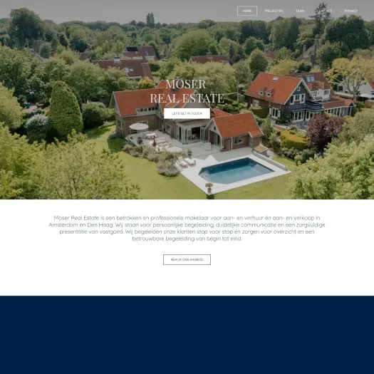 Screenshot van de website van www.moserrealestate.nl