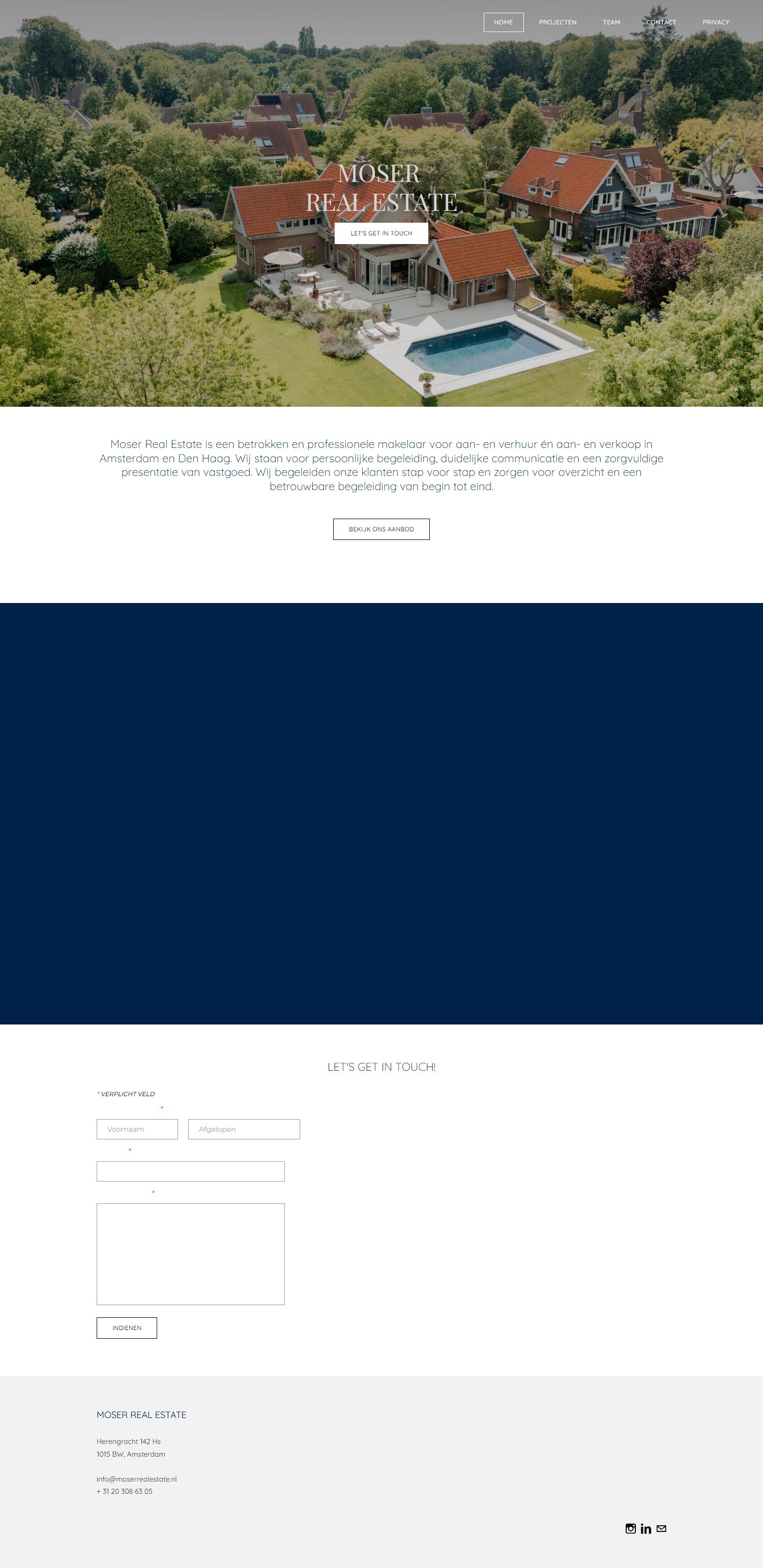 Screenshot van de website van www.moserrealestate.nl