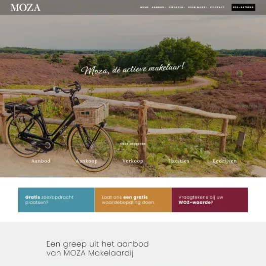 Screenshot of the website of www.moza.nl