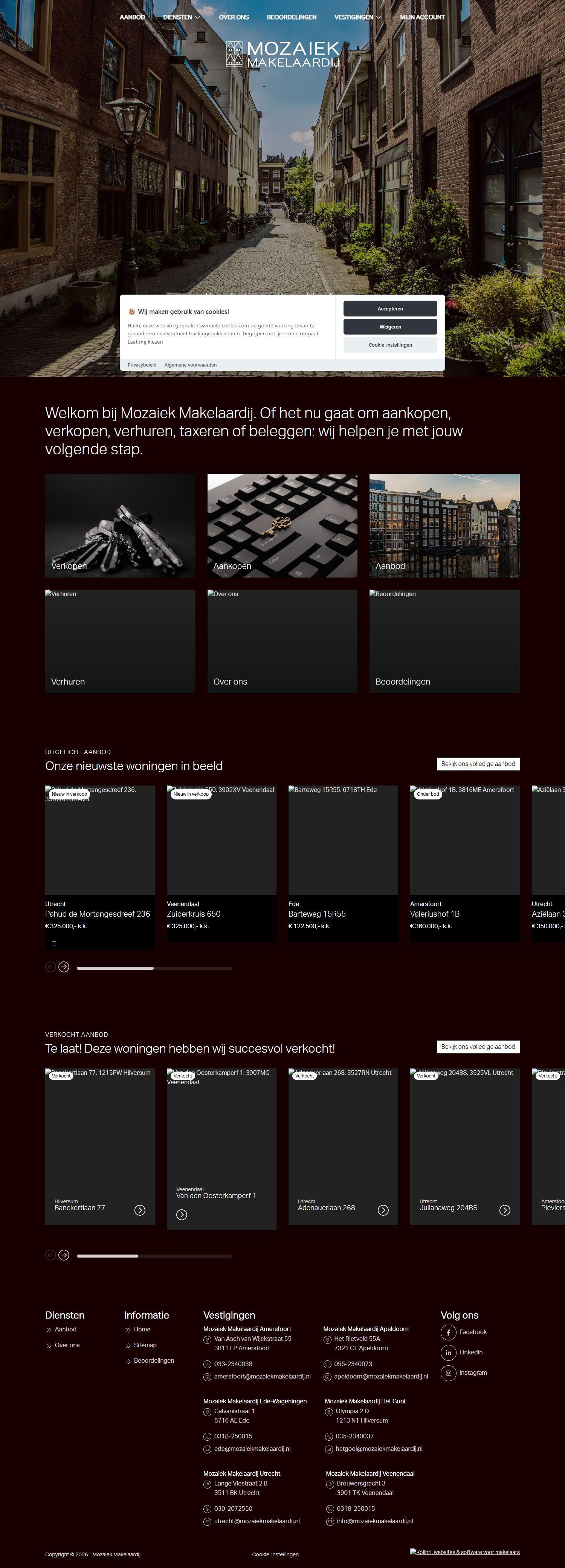 Screenshot van de website van www.mozaiekmakelaardij.nl