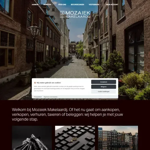 Screenshot der Website von www.mozaiekmakelaardij.nl
