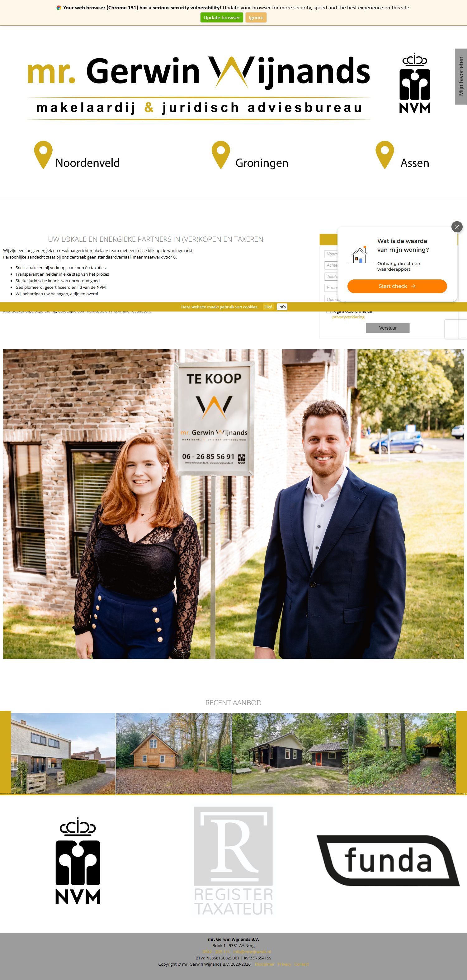 Screenshot van de website van www.mrwijnands.nl