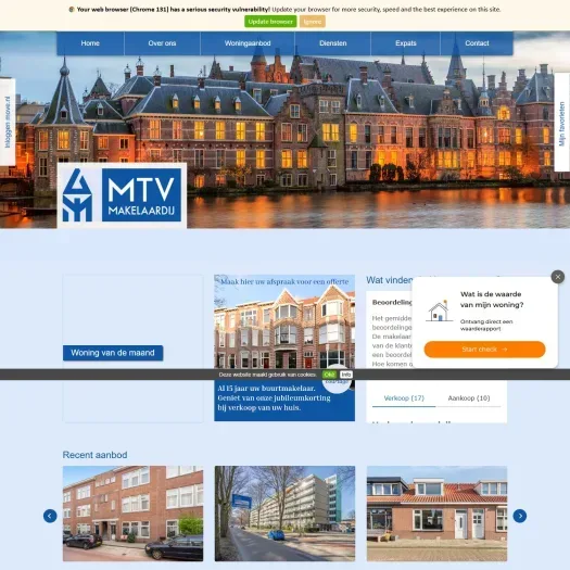 Screenshot van de website van www.mtvmakelaardij.nl