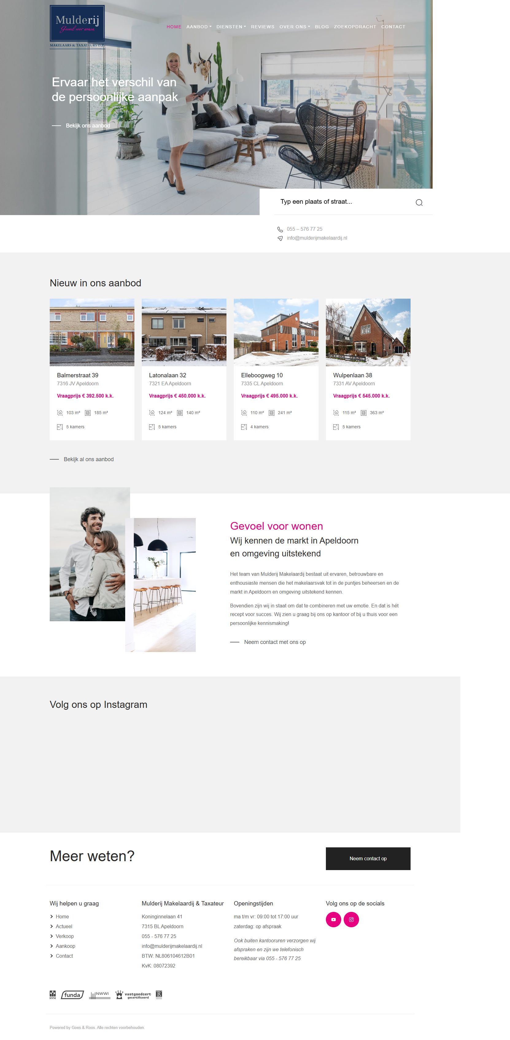 Screenshot van de website van www.mulderijmakelaardij.nl