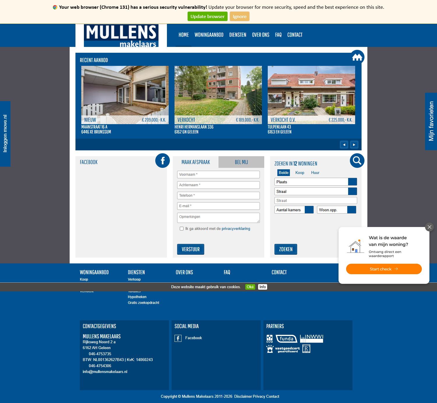 Screenshot van de website van www.mullensmakelaars.nl