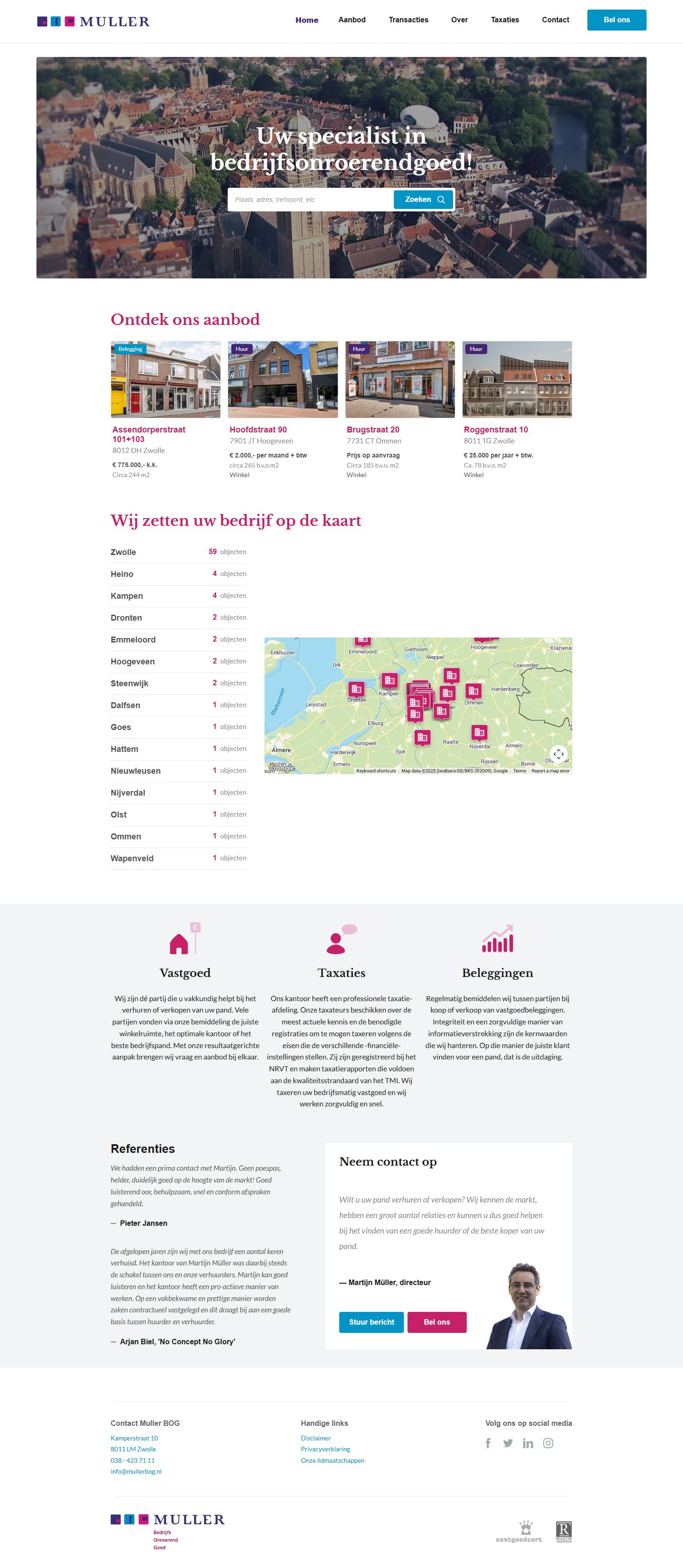 Screenshot van de website van mullerbog.nl