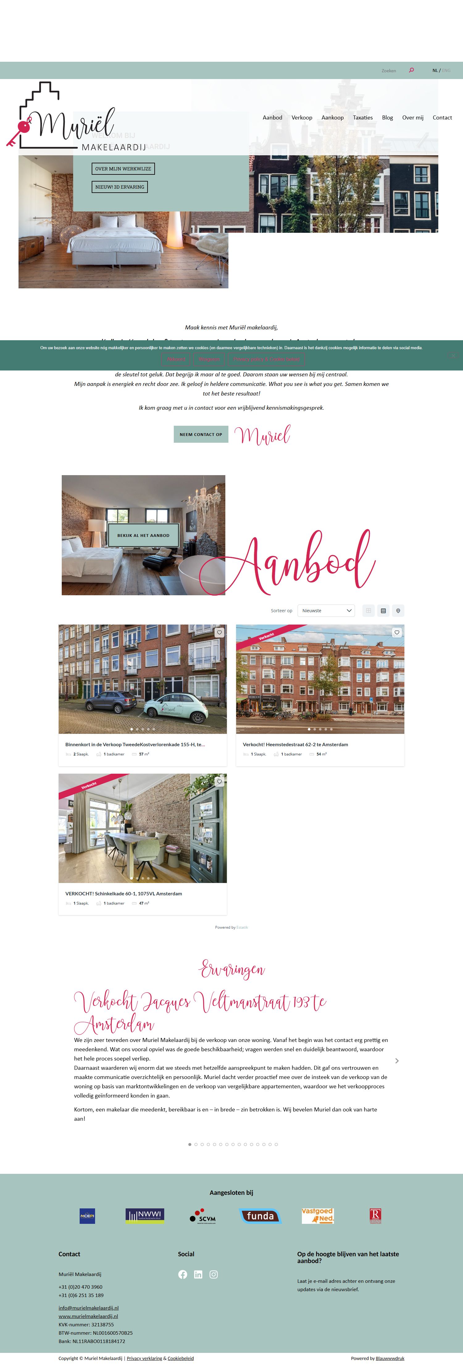 Screenshot van de website van www.murielmakelaardij.nl