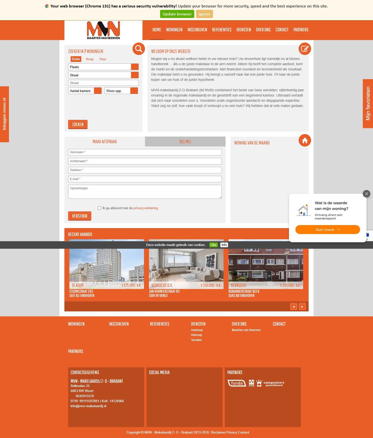 Screenshot van de website van www.mvn-makelaardij.nl