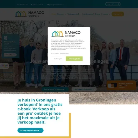 Screenshot of the website of www.namaco-groningen.nl