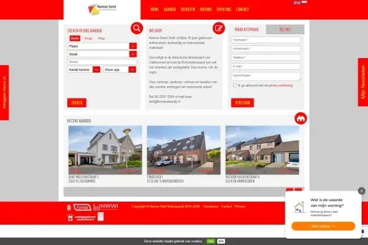 Capture d'écran du site web de nannesmitmakelaardij.nl
