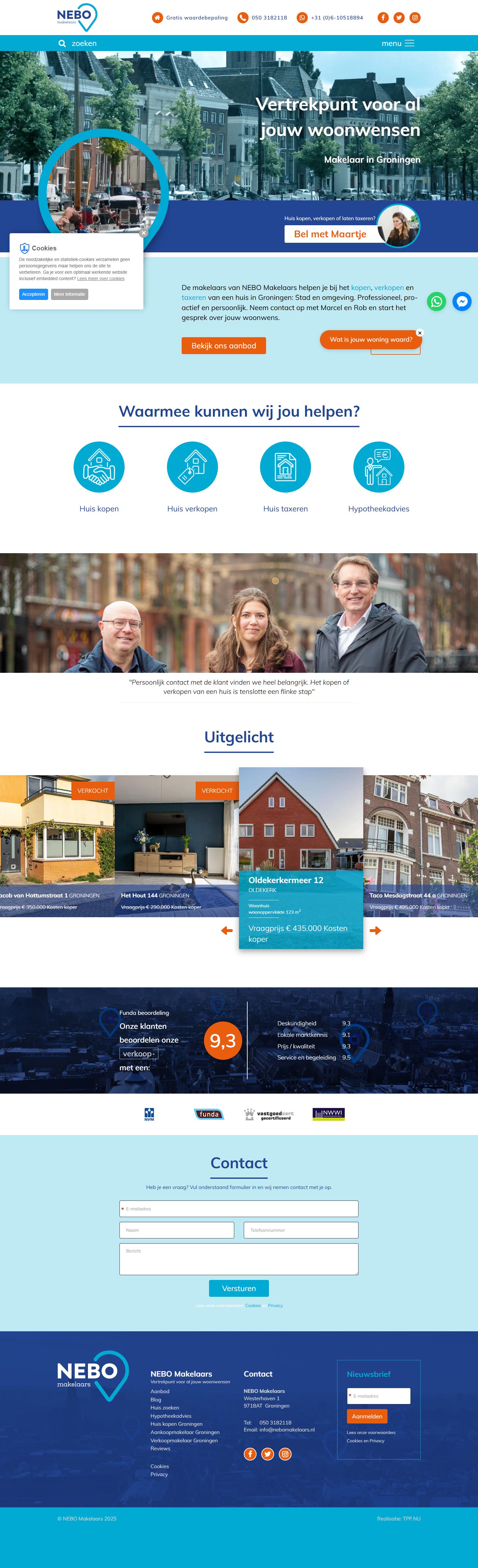 Screenshot van de website van www.nebomakelaars.nl