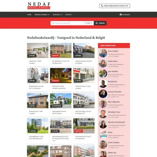 Screenshot of the website of www.nedafmakelaardij.nl